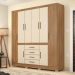 Guarda-Roupa Casal 8 Portas 4 Gavetas 201cm Multimóveis CR35288 Amêndola/Off White