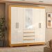 Guarda-Roupa Casal MDF com Espelhos 6 Portas 4 Gavetas 201cm Multimóveis CR35289 Cinamon/Off White