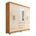 Guarda-Roupa Casal MDF com Espelhos 6 Portas 4 Gavetas 201cm Multimóveis CR35289 Cinamon/Off White