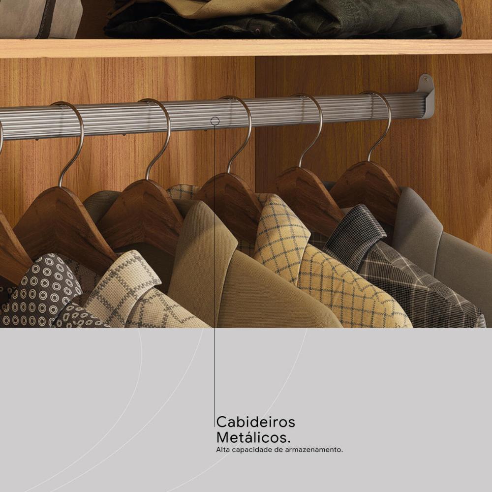 Guarda-Roupa Casal MDF com Espelhos 6 Portas 4 Gavetas 201cm Multimóveis CR35289 Cinamon/Off White