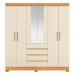 Guarda-Roupa Casal MDF com Espelhos 6 Portas 4 Gavetas 201cm Multimóveis CR35289 Cinamon/Off White