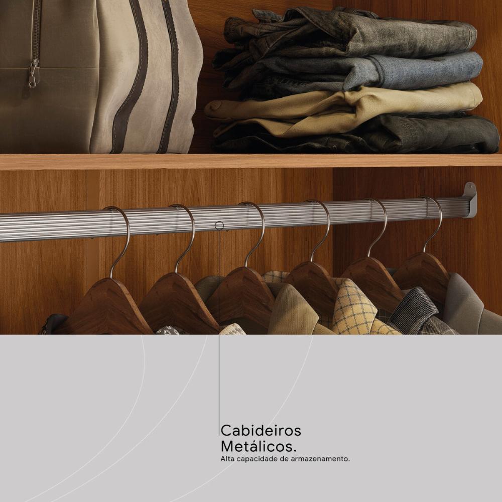 Guarda-Roupa Casal MDF com Espelhos 6 Portas 4 Gavetas 201cm Multimóveis CR35289 Nogueira Touch