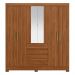 Guarda-Roupa Casal MDF com Espelhos 6 Portas 4 Gavetas 201cm Multimóveis CR35289 Nogueira Touch