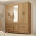 Guarda-Roupa Casal com Espelho 6 Portas 4 Gavetas 192cm Multimóveis CR35285 Amêndola Touch