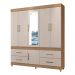 Guarda-Roupa Casal com Espelho 6 Portas 4 Gavetas 192cm Multimóveis CR35285 Amêndola/Off White