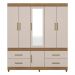 Guarda-Roupa Casal com Espelho 6 Portas 4 Gavetas 192cm Multimóveis CR35285 Amêndola/Off White
