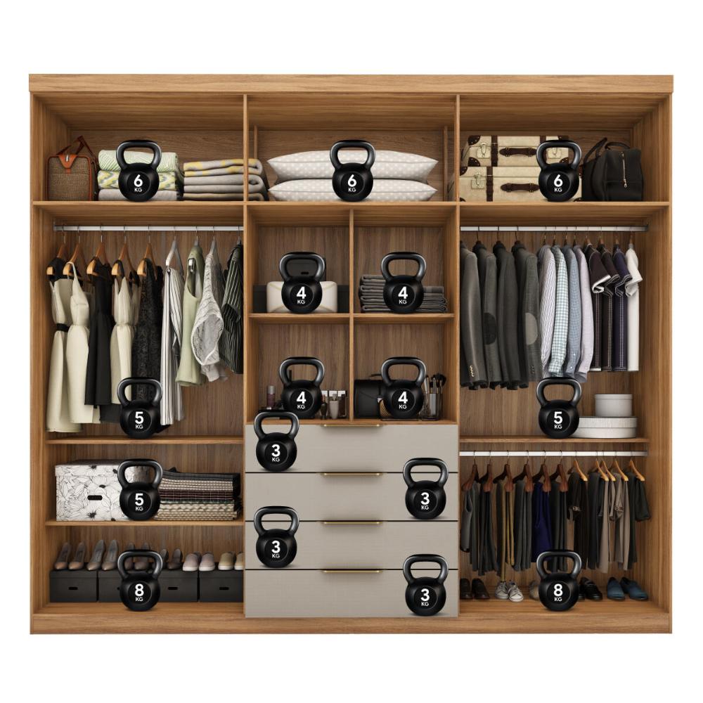Guarda-Roupa Casal com Espelhos 6 Portas 4 Gav Multimóveis CR35284 Amêndola/Nude Prime TX