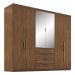 Guarda-Roupa Casal com Espelhos 6 Portas 4 Gavetas 262,2cm Multimóveis CR35284 Nogueira Touch