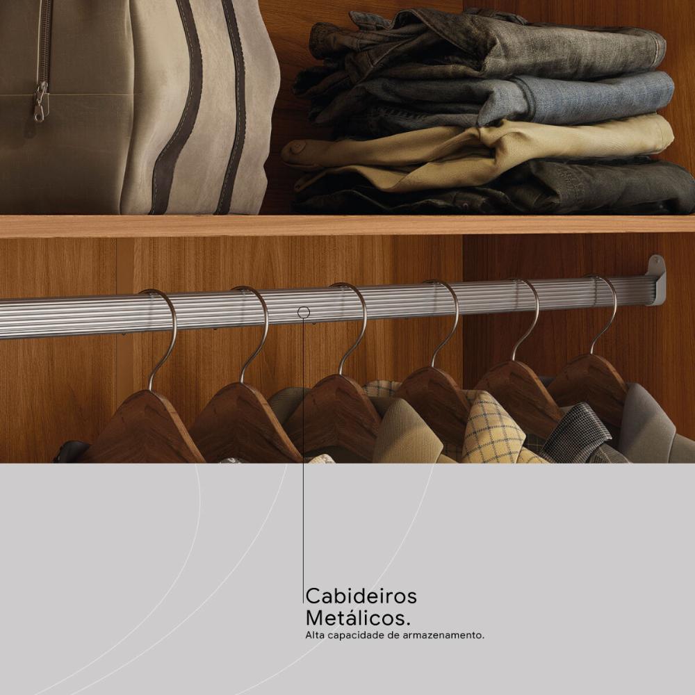 Guarda-Roupa Casal com Espelhos 6 Portas 4 Gavetas 262,2cm Multimóveis CR35284 Nogueira Touch