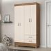Guarda-Roupa Solteiro 4 Portas 2 Gavetas 110cm Multimóveis CR35281 Amêndola/Off White