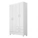Guarda-Roupa Solteiro 4 Portas 2 Gavetas 110cm Multimóveis CR35281 Branco/Rosa