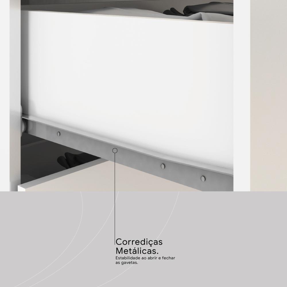 Guarda-Roupa Solteiro 4 Portas 2 Gavetas 110cm Multimóveis CR35281 Branco/Rosa