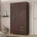 Guarda-Roupa Solteiro 4 Portas 2 Gavetas 110cm Multimóveis CR35281 Café Touch