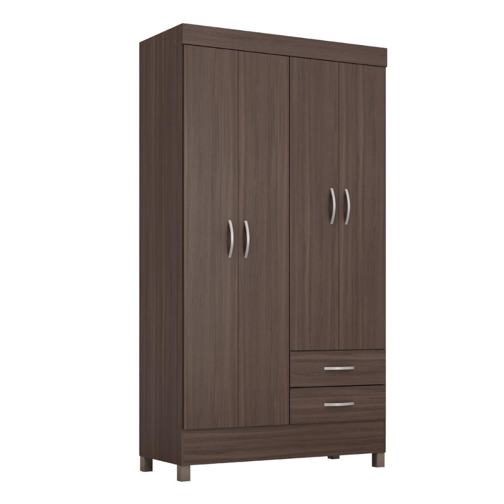 Guarda-Roupa Solteiro 4 Portas 2 Gavetas 110cm Multimóveis CR35281 Café Touch