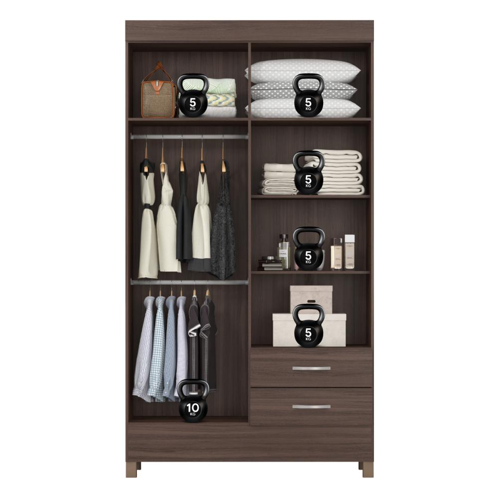 Guarda-Roupa Solteiro 4 Portas 2 Gavetas 110cm Multimóveis CR35281 Café Touch