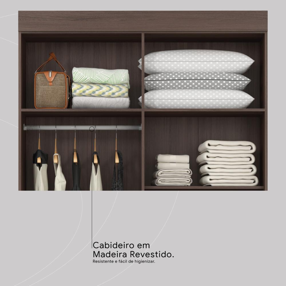 Guarda-Roupa Solteiro 4 Portas 2 Gavetas 110cm Multimóveis CR35281 Café Touch