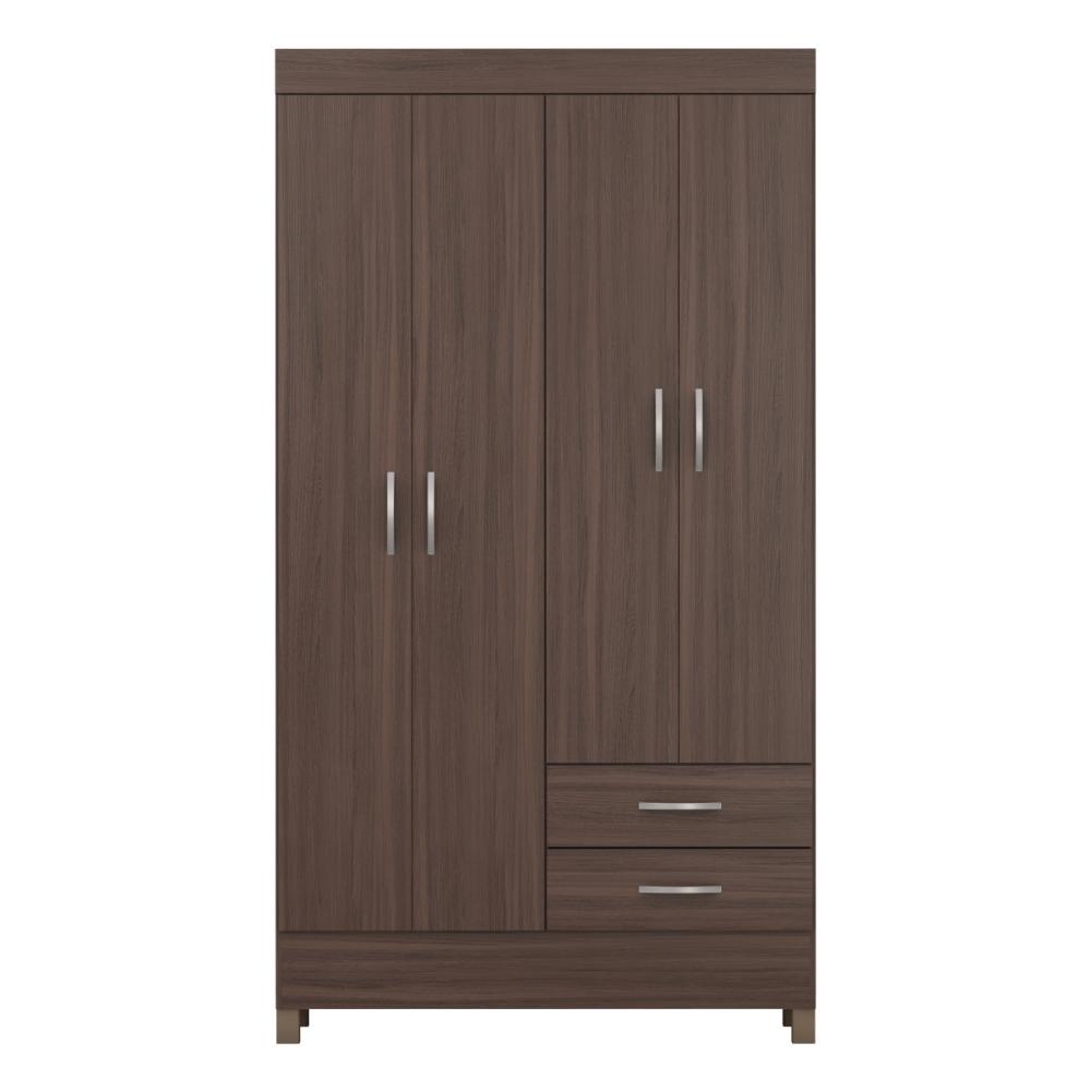 Guarda-Roupa Solteiro 4 Portas 2 Gavetas 110cm Multimóveis CR35281 Café Touch