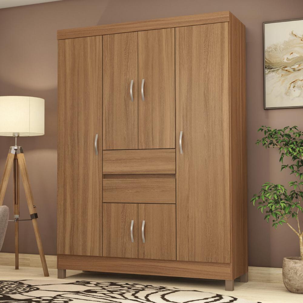 Guarda-Roupa com 6 Portas e 2 Gavetas 128cm Multimóveis CR35283 Amêndola Touch
