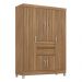 Guarda-Roupa com 6 Portas e 2 Gavetas 128cm Multimóveis CR35283 Amêndola Touch
