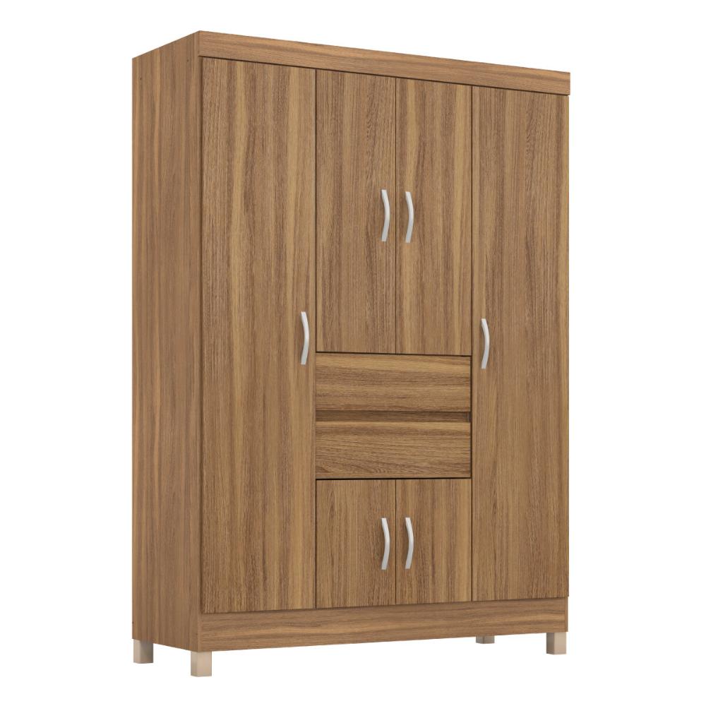 Guarda-Roupa com 6 Portas e 2 Gavetas 128cm Multimóveis CR35283 Amêndola Touch