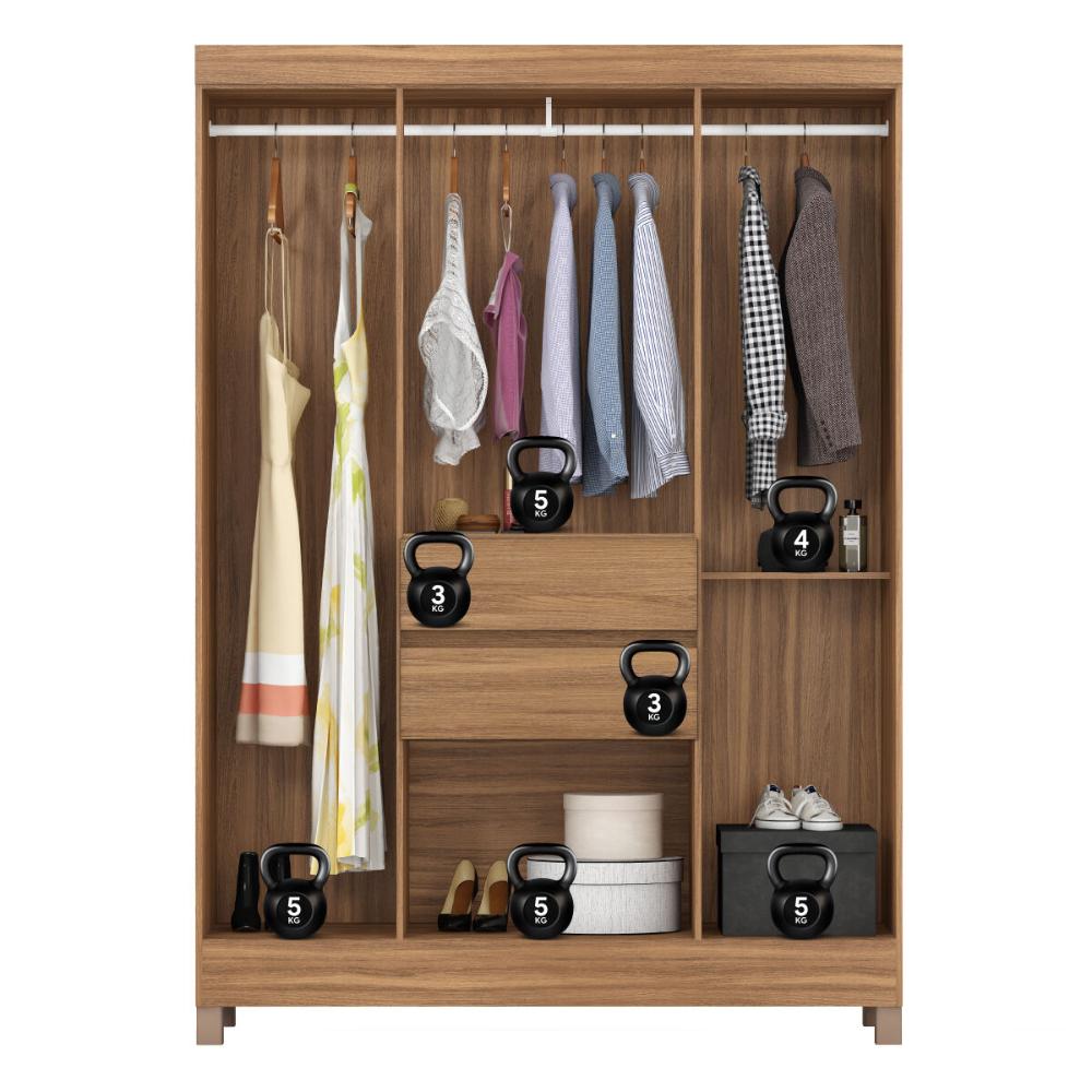 Guarda-Roupa com 6 Portas e 2 Gavetas 128cm Multimóveis CR35283 Amêndola Touch