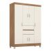 Guarda-Roupa com 6 Portas e 2 Gavetas 128cm Multimóveis CR35283 Amêndola/Off White