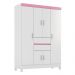Guarda-Roupa com 6 Portas e 2 Gavetas 128cm Multimóveis CR35283 Branco/Rosa