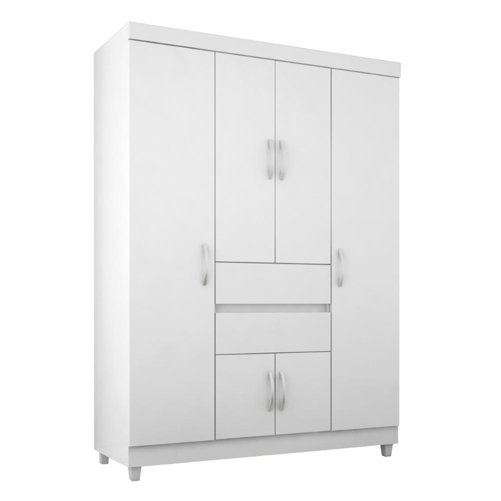 Guarda-Roupa com 6 Portas e 2 Gavetas 128cm Multimóveis CR35283 Branco/Rosa