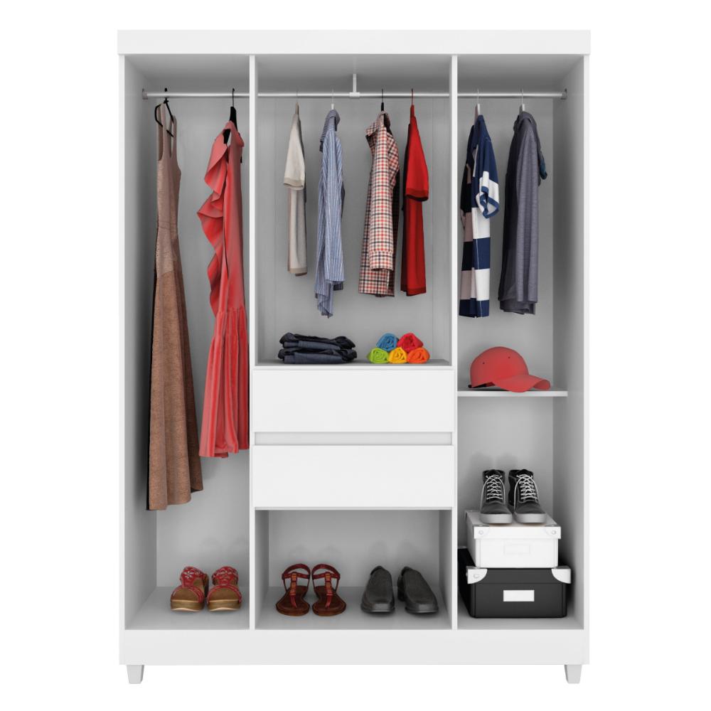 Guarda-Roupa com 6 Portas e 2 Gavetas 128cm Multimóveis CR35283 Branco/Rosa