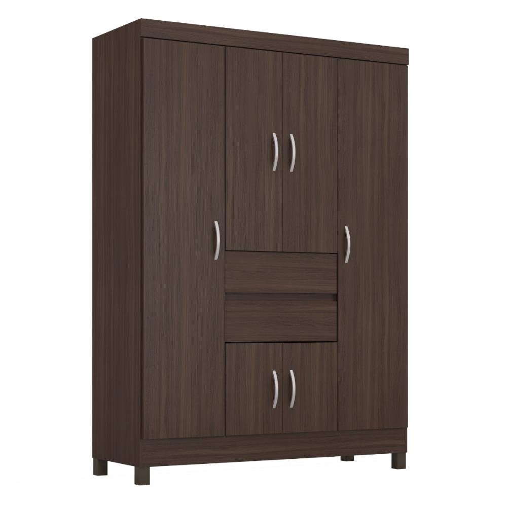 Guarda-Roupa com 6 Portas e 2 Gavetas 128cm Multimóveis CR35283 Café Touch