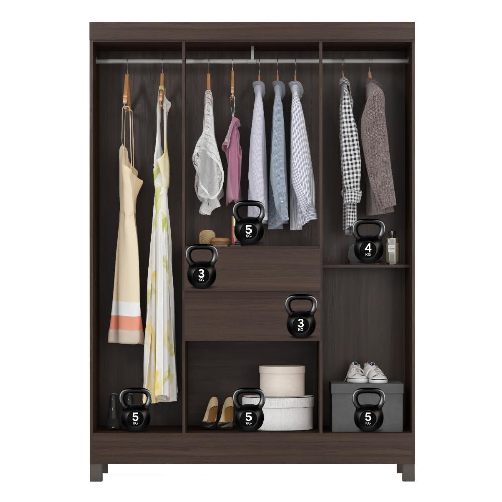 Guarda-Roupa com 6 Portas e 2 Gavetas 128cm Multimóveis CR35283 Café Touch