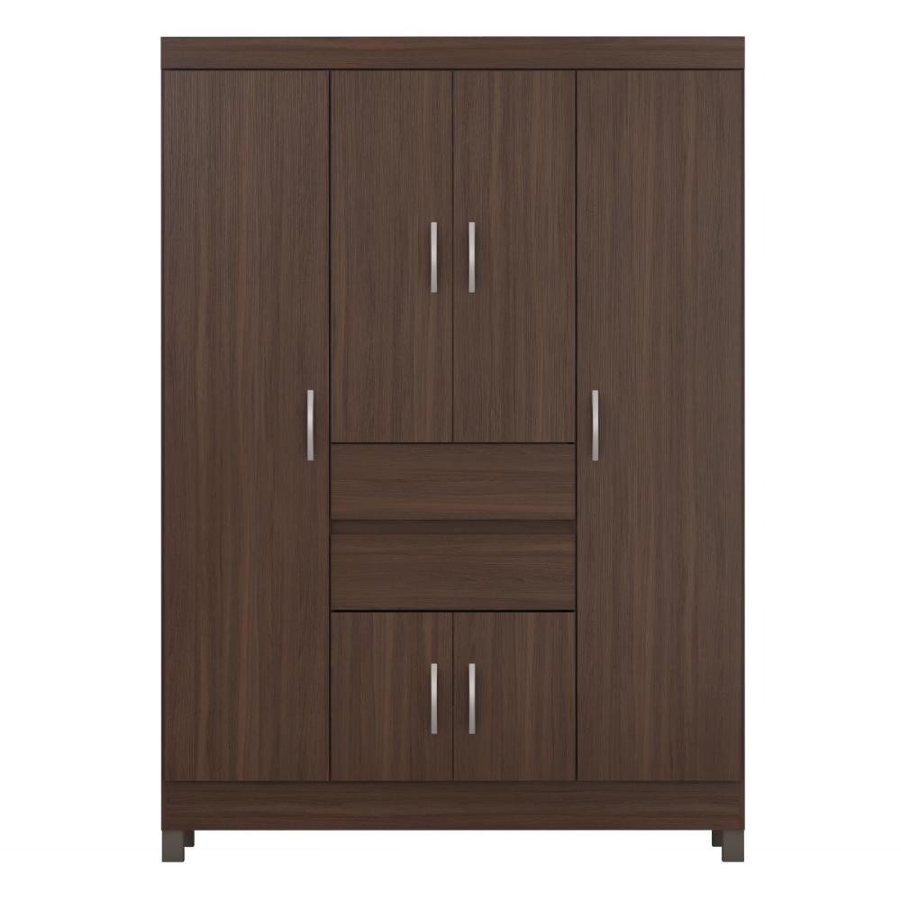 Guarda-Roupa com 6 Portas e 2 Gavetas 128cm Multimóveis CR35283 Café Touch