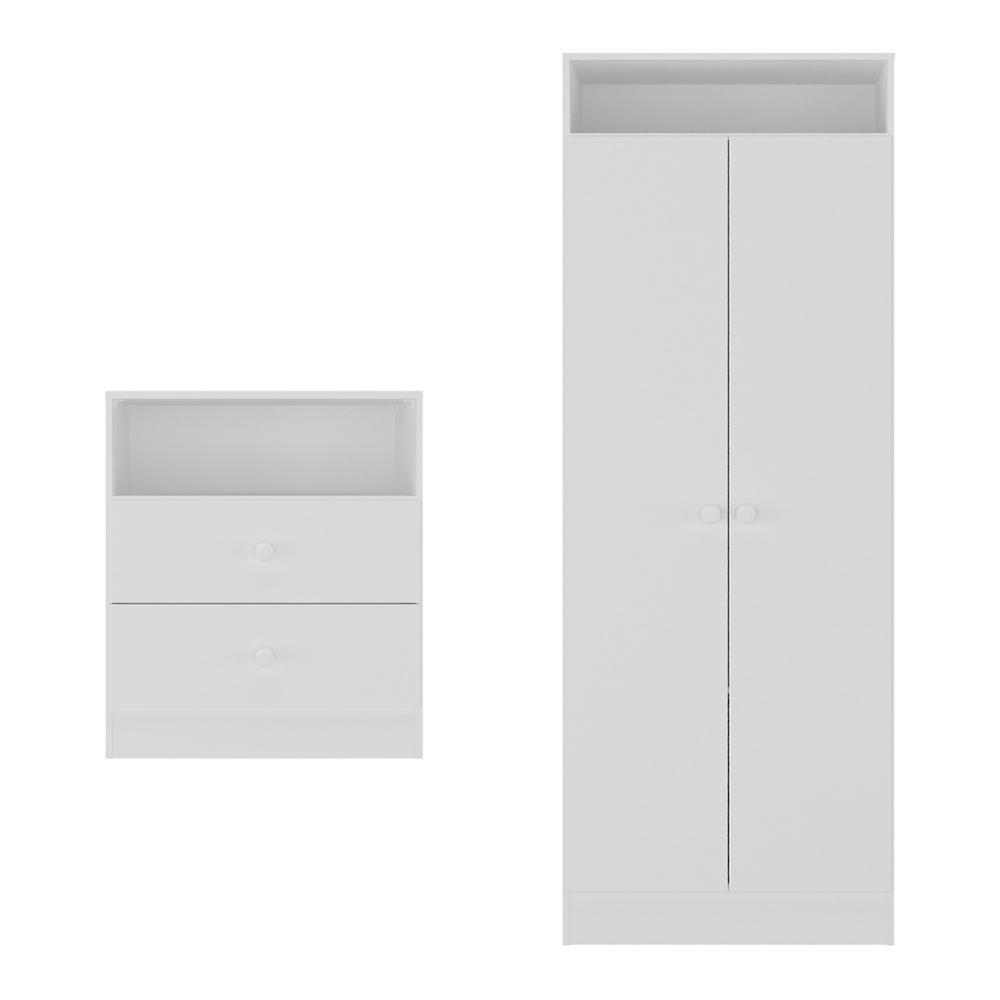 Guarda-Roupas 2 Portas com Cômoda e 2 Gavetas Brownie Multimóveis BB4046 Branco