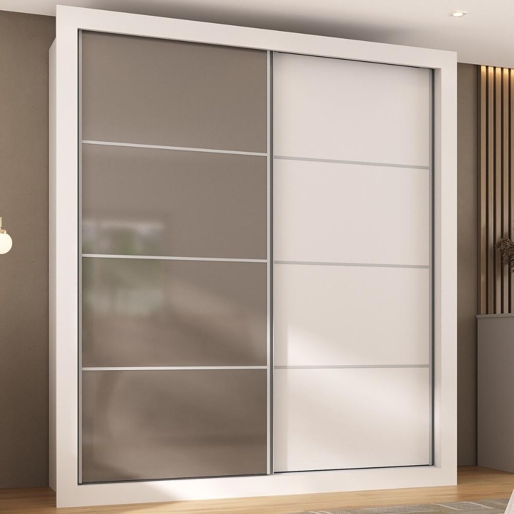 Guarda-Roupas Casal 2 Portas de Correr 4 Gavetas Alasca Multimóveis MP4263 Branco/Lacca Fumê