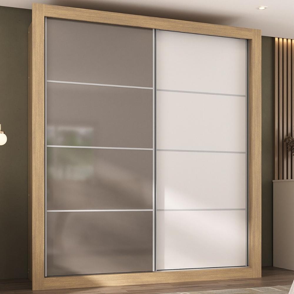 Guarda-Roupas Casal 2 Portas de Correr 4 Gavetas Dallas Multimóveis MP4270 Branco/Lacca Fumê