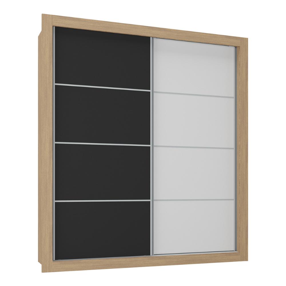 Guarda-Roupas Casal 2 Portas de Correr 4 Gavetas Dallas Multimóveis MP4271 Branco/Preto