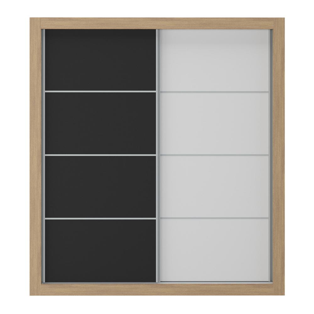 Guarda-Roupas Casal 2 Portas de Correr 4 Gavetas Dallas Multimóveis MP4271 Branco/Preto