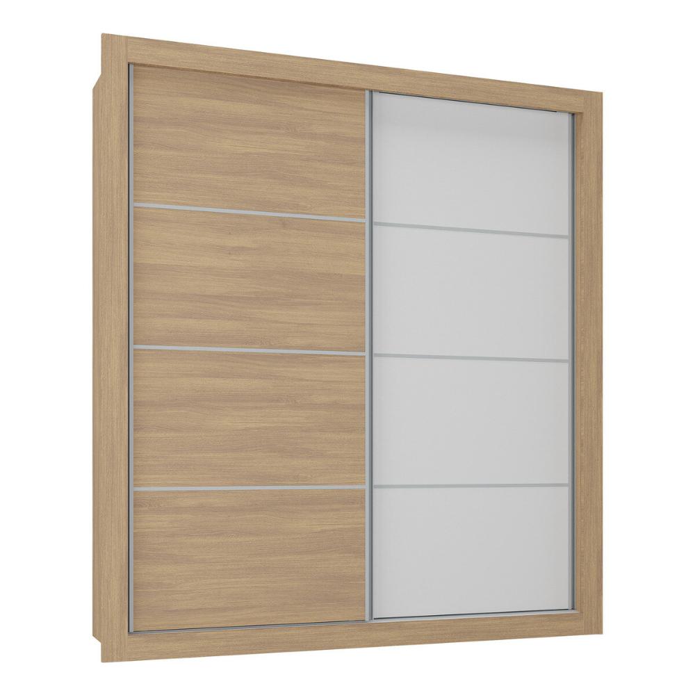 Guarda-Roupas Casal 2 Portas de Correr 4 Gavetas Dallas Multimóveis MP4271 Madeirado/Branco
