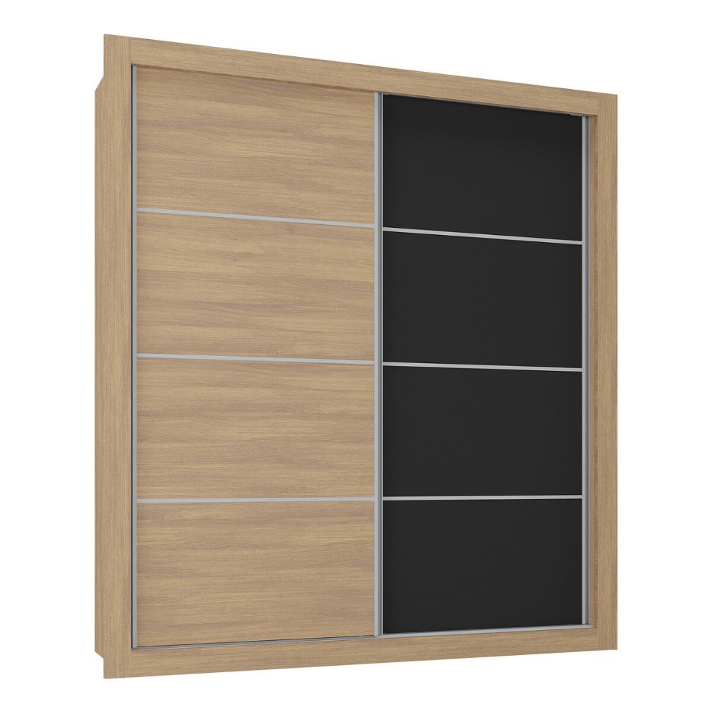 Guarda-Roupas Casal 2 Portas de Correr 4 Gavetas Dallas Multimóveis MP4271 Madeirado/Preto
