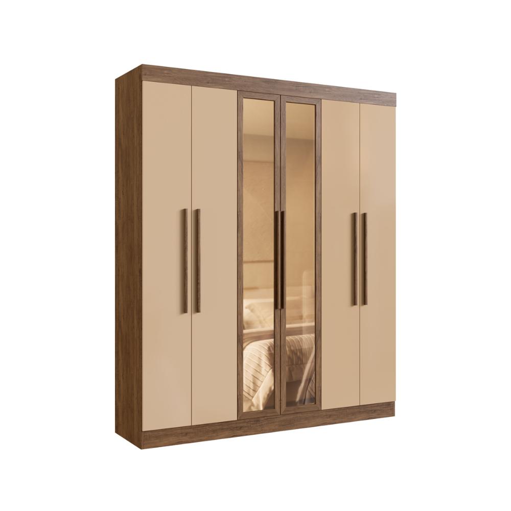 Guarda-Roupas Casal 6 Portas 180cm Multimóveis CR35262 Castanho/Nude