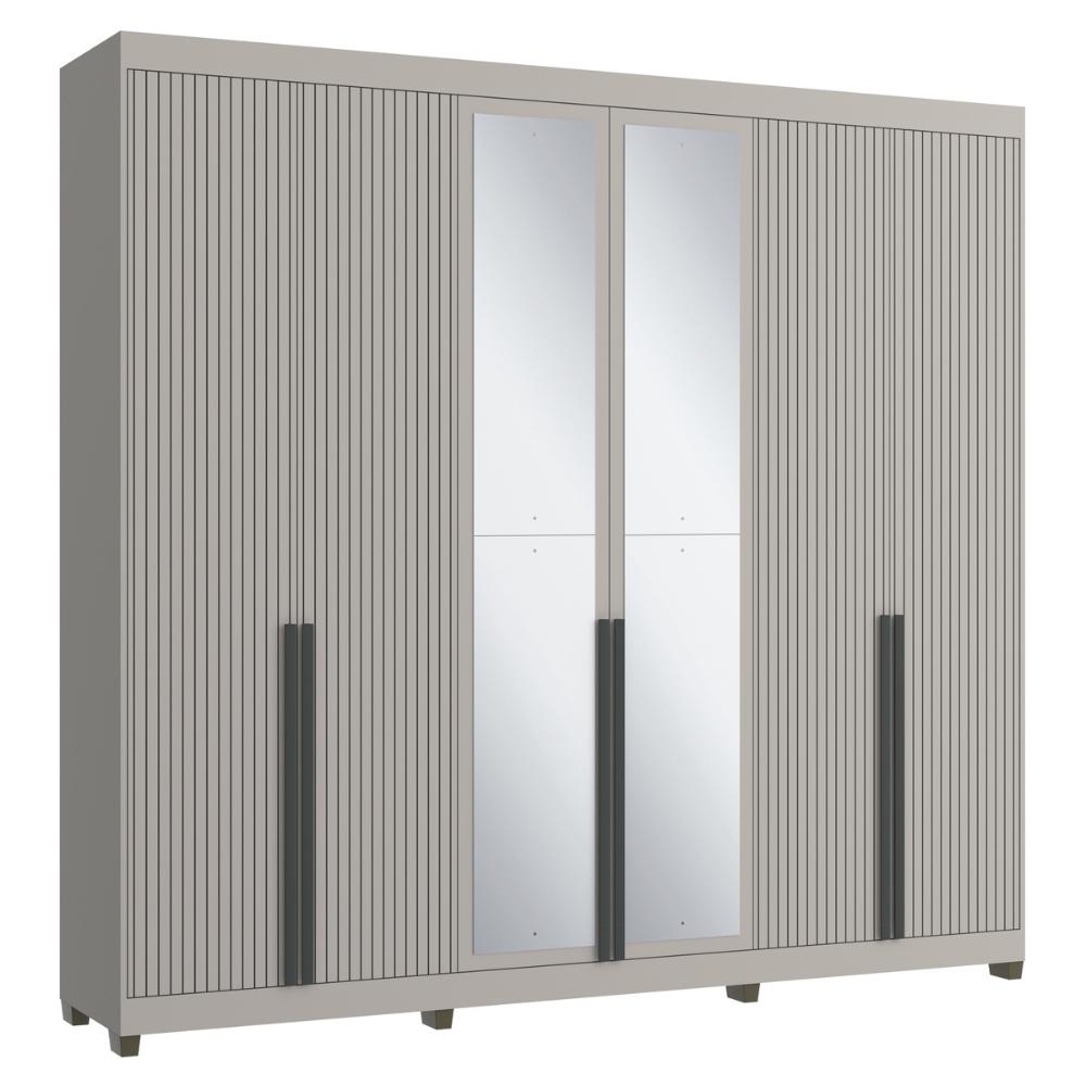 Guarda-Roupas Casal 6 Portas com Espelhos Multimóveis CR35242 Cinza
