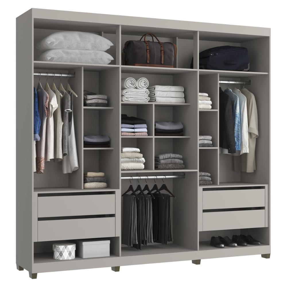 Guarda-Roupas Casal 6 Portas com Espelhos Multimóveis CR35242 Cinza