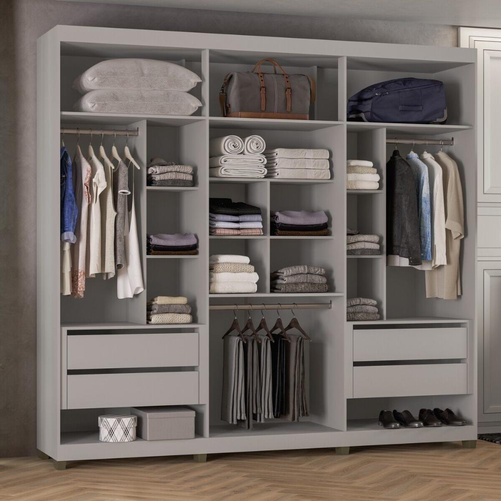 Guarda-Roupas Casal 6 Portas com Espelhos Multimóveis CR35242 Cinza