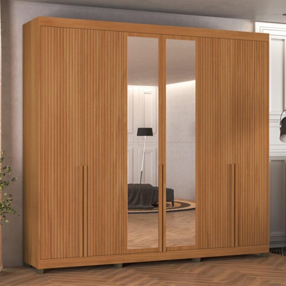 Guarda-Roupas Casal 6 Portas com Espelhos Multimóveis CR35242 Nature