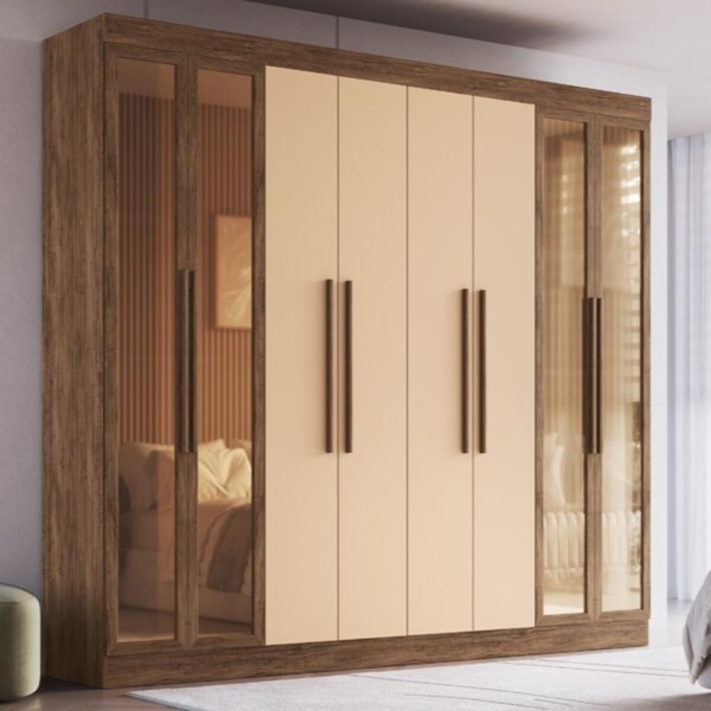 Guarda-Roupas Casal 8 Portas 242cm Multimóveis CR35261 Castanho/Nude