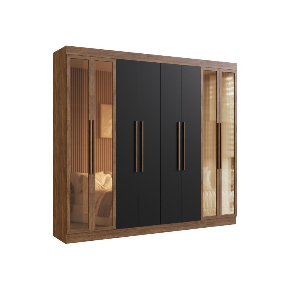 Guarda-Roupas Casal 8 Portas 242cm Multimóveis CR35261 Castanho/Preto