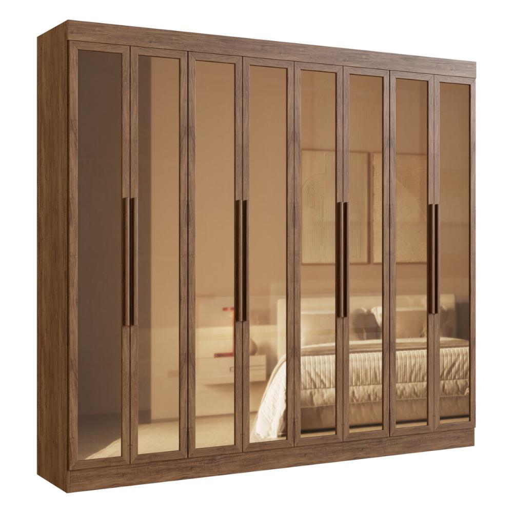 Guarda-Roupas Casal 8 Portas com Vidro Multimóveis CR35259 Castanho
