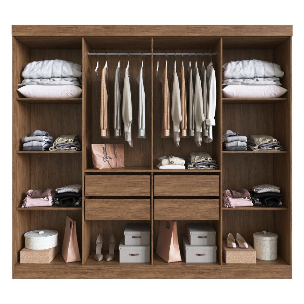 Guarda-Roupas Casal 8 Portas com Vidro Multimóveis CR35259 Castanho