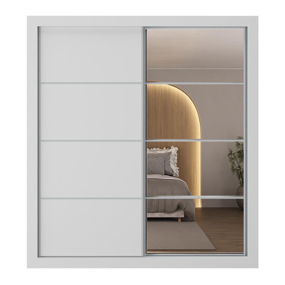 Guarda-Roupas Casal com Espelho 2 Portas de Correr 4 Gavetas Alasca Multimóveis MP4312 Branco
