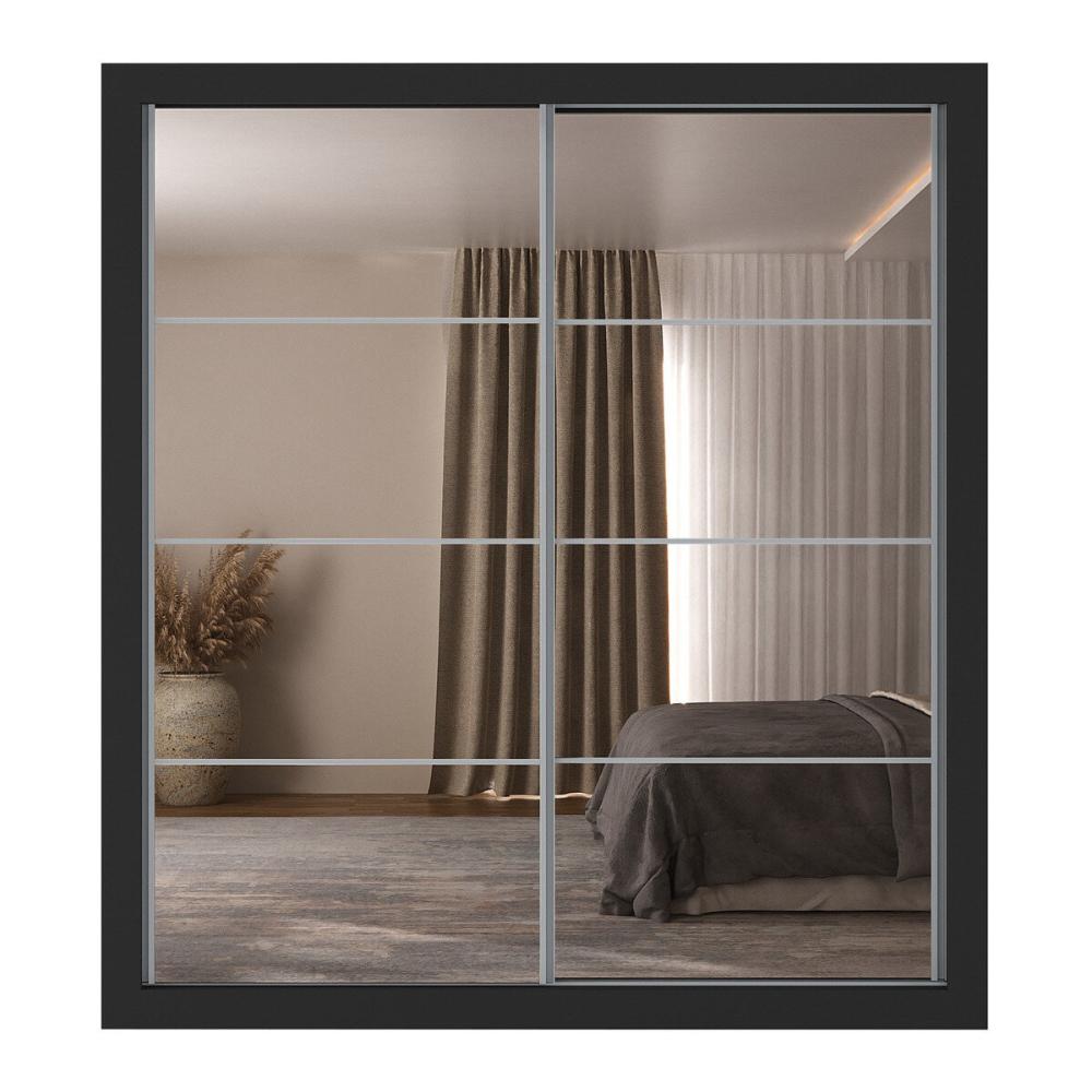 Guarda-Roupas Casal com Espelho 2 Portas de Correr 4 Gavetas Malibu Multimóveis MP4273 Preto
